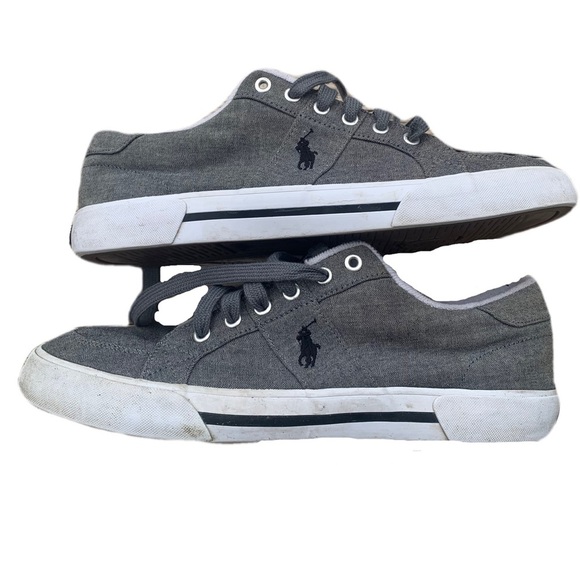 Polo Ralph Lauren Gray Chambray Sneakers - Size 11D Men’s - Picture 1 of 11